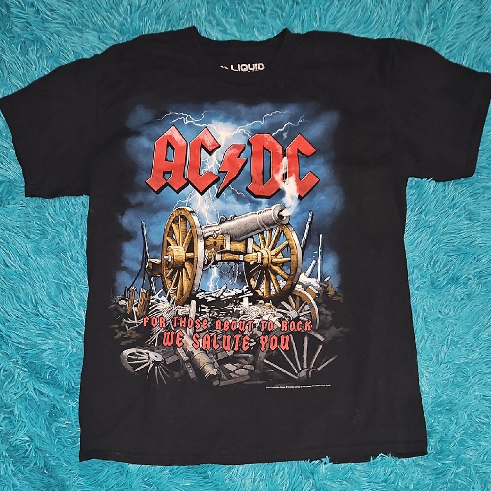 Liquid Blue AC/DC Black Graphic Tee with Red Logo